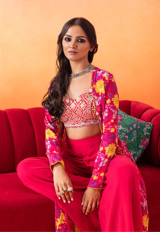 Seema Thukral-Fuscia Pink Cami Top And Jacket Set-INDIASPOPUP.COM