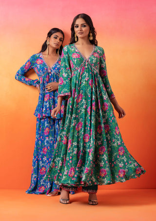 Seema Thukral-Emerald Green Printed Kurta Set-INDIASPOPUP.COM