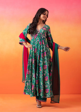 Seema Thukral-Emerald Green Printed Kurta Set-INDIASPOPUP.COM