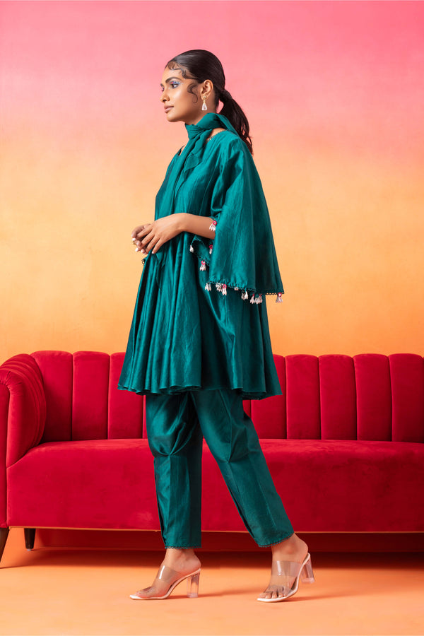 Seema Thukral-Emerald Green Tunic With Pants-INDIASPOPUP.COM