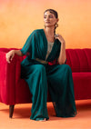 Seema Thukral-Emerald Green Pre-Draped Jumpsuit-INDIASPOPUP.COM