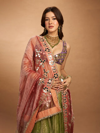 Azal sheesh green lehenga set