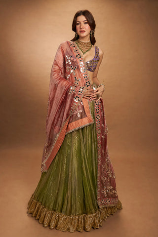 Azal sheesh green lehenga set