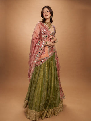 Azal sheesh green lehenga set