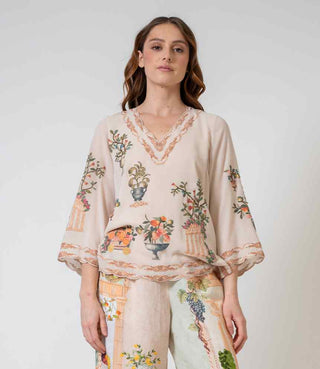 Celina beige floral top