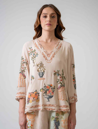 Celina beige floral top
