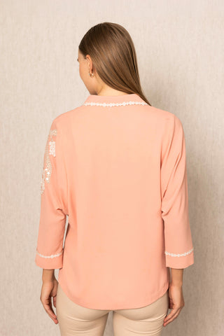 Meher peach eyelet top