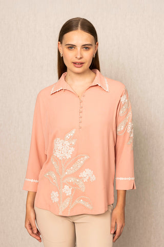 Meher peach eyelet top