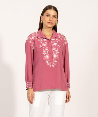 Viara rose embroidered top
