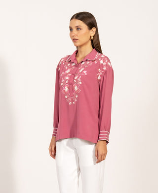Viara rose embroidered top