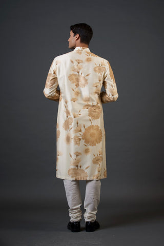 Balance By Rohit Bal Men-Ivory Floral Kurta And Churidar-INDIASPOPUP.COM