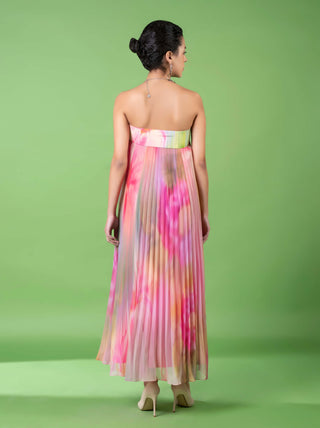 Drizzly Floral Pleated Dress by Siddhartha Bansal, available on Indiaspopup.com