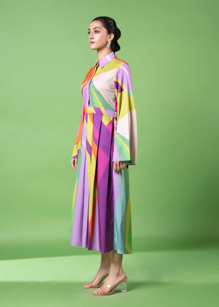 Multi Pattern Pleated Dress by Siddhartha Bansal, available on Indiaspopup.com