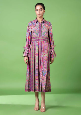 Purple paisley pleated dress