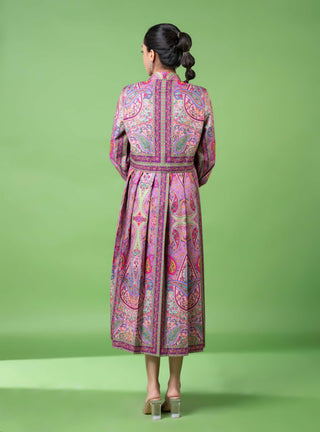 Purple Paisley Pleated Dress by Siddhartha Bansal, available on Indiaspopup.com