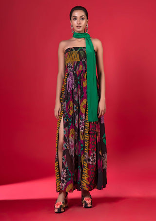 Juniper print front slits dress