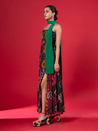 Juniper Print Front Slits Dress by Siddhartha Bansal, available on Indiaspopup.com