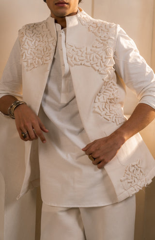 Ivory cotton linen shacket set