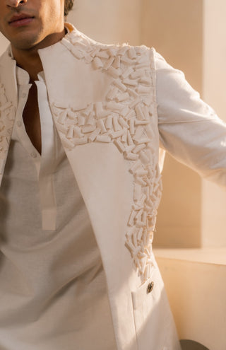 Ivory cotton linen shacket set