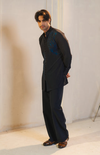 Midnight blue handpaint kurta and pants