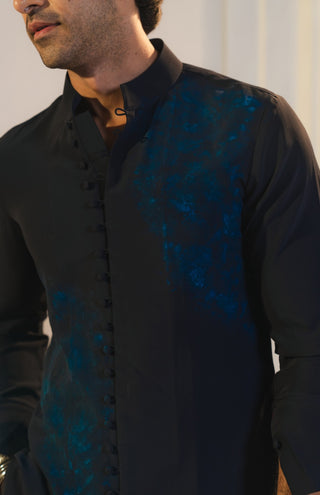 Midnight blue handpaint kurta and pants