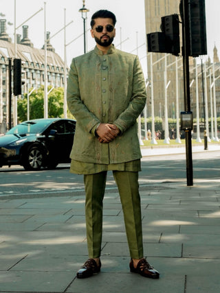 Sage green bandhgala and trousers