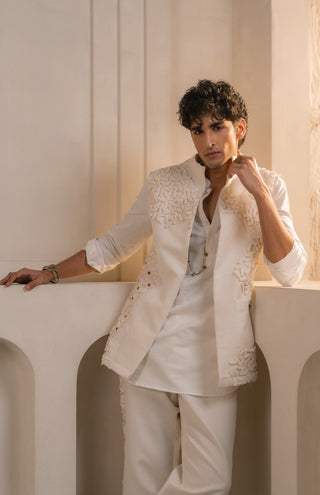 Ivory cotton linen shacket set