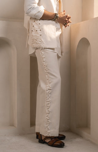 Ivory cotton linen shacket set