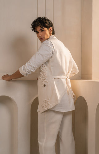 Ivory cotton linen shacket set