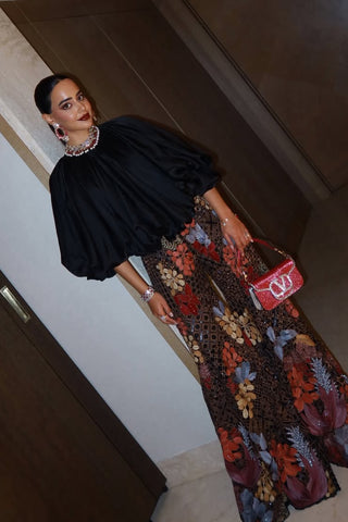 Orla black bubble hem top and pants