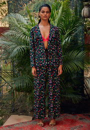 Nautanky-Printed Blazer With Bustier And Straight Pants-INDIASPOPUP.COM