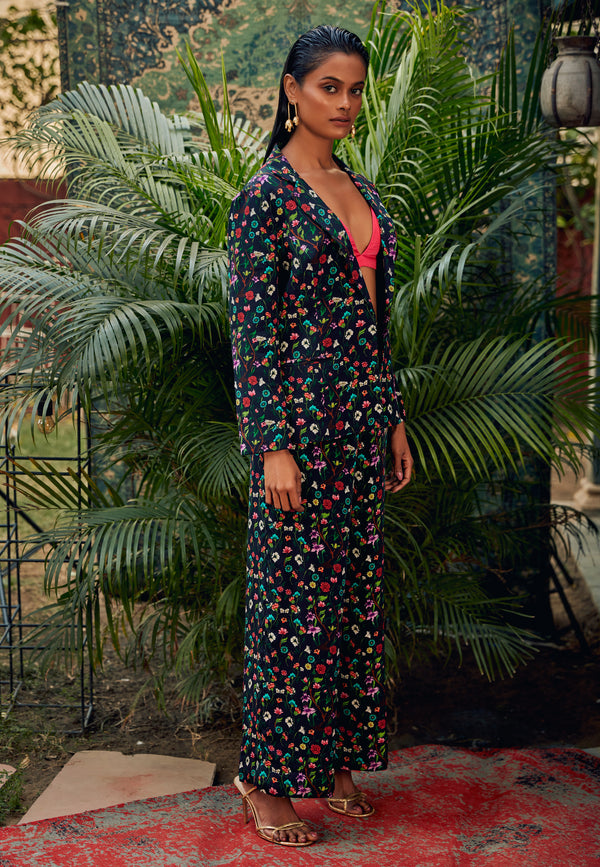 Nautanky-Printed Blazer With Bustier And Straight Pants-INDIASPOPUP.COM