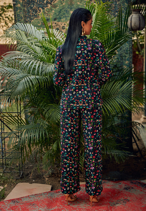 Nautanky-Printed Blazer With Bustier And Straight Pants-INDIASPOPUP.COM