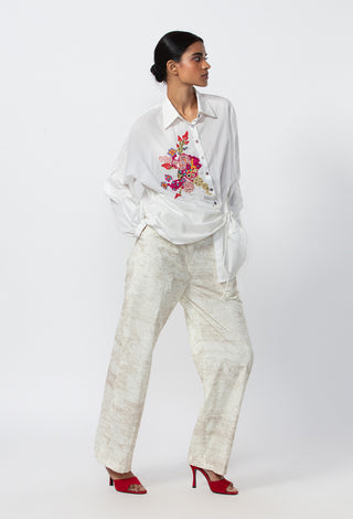Saaksha & Kinni-White Oversized Shirt And Pant-INDIASPOPUP.COM