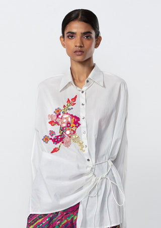 Saaksha & Kinni-White Oversized Shirt And Pant-INDIASPOPUP.COM