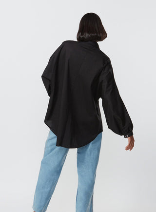 Saaksha & Kinni-Black Oversized Embroidered Shirt-INDIASPOPUP.COM