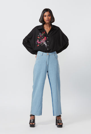 Saaksha & Kinni-Black Oversized Shirt And Jeans-INDIASPOPUP.COM