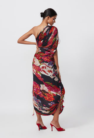 Saaksha & Kinni-Black Abstract Floral Sari Dress-INDIASPOPUP.COM