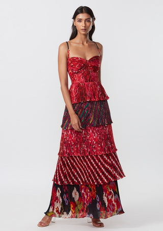 Saaksha & Kinni-Multicolor Tiered Pleated Dress-INDIASPOPUP.COM