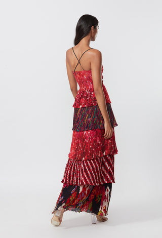 Saaksha & Kinni-Multicolor Tiered Pleated Dress-INDIASPOPUP.COM