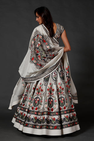 Rohit Bal-Ivory Chanderi Lehenga Set-INDIASPOPUP.COM