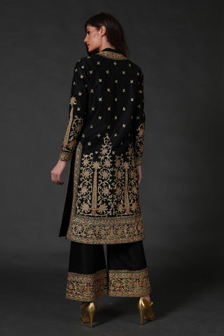 Rohit Bal-Black Chanderi Silk Kurta Set-INDIASPOPUP.COM