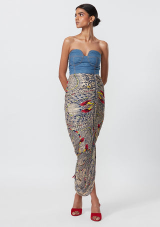 Saaksha & Kinni-Blue Strapless Corset Dress-INDIASPOPUP.COM