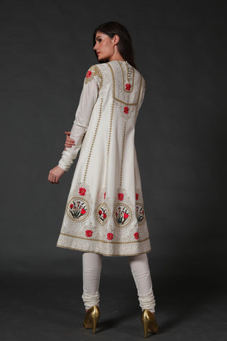 Rohit Bal-Ivory Chanderi Kurta Set-INDIASPOPUP.COM