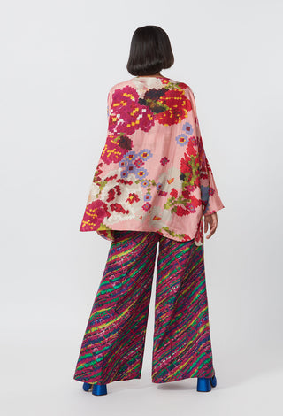 Saaksha & Kinni-Pink Floral Print Blouse And Palazzo-INDIASPOPUP.COM