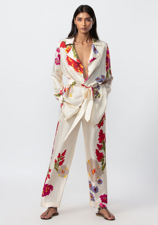 Saaksha & Kinni-Ivory Floral Printed Jacket And Pants-INDIASPOPUP.COM