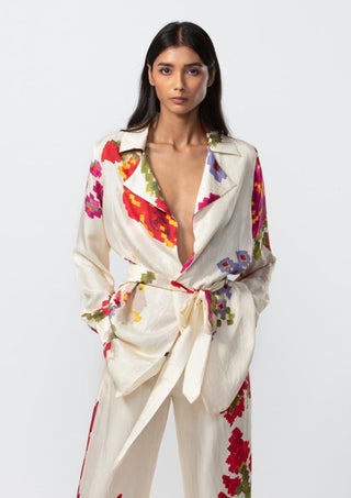 Saaksha & Kinni-Ivory Floral Printed Jacket-INDIASPOPUP.COM