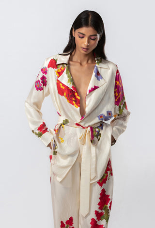 Saaksha & Kinni-Ivory Floral Printed Jacket And Pants-INDIASPOPUP.COM