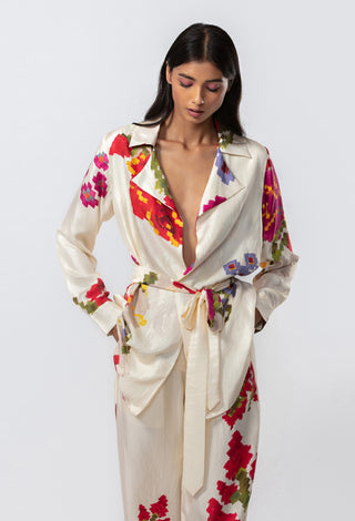 Saaksha & Kinni-Ivory Floral Printed Jacket-INDIASPOPUP.COM