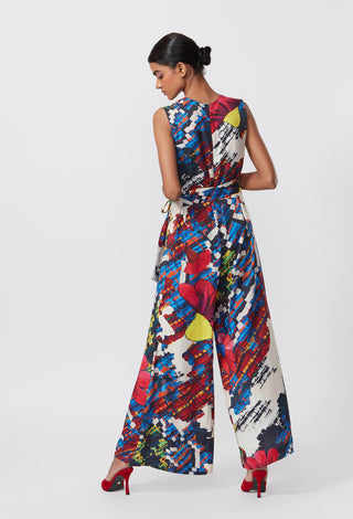 Saaksha & Kinni-Multicolor Abstract Floral Jumpsuit-INDIASPOPUP.COM